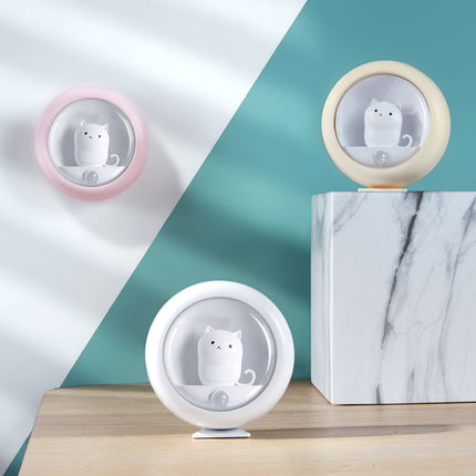 Creative cute cat night light cartoon charging human body induction lamp LED night owl atmosphere light up night bedside night light