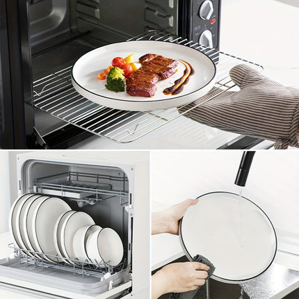18pcs Porcelain Dinnerware Set in White, Designed for Six People, Featuring Modern Round Plates And Bowls,
