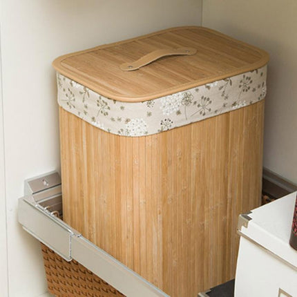 Folding Bamboo Storage Basket Large Storage Laundry Bin Box with Lid and Removable Lace