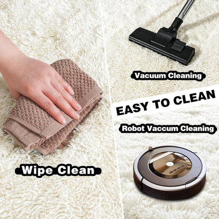 One Piece of Solid Color Minimalist Morandi Off-White Series Plush Fluffy Rug Designed