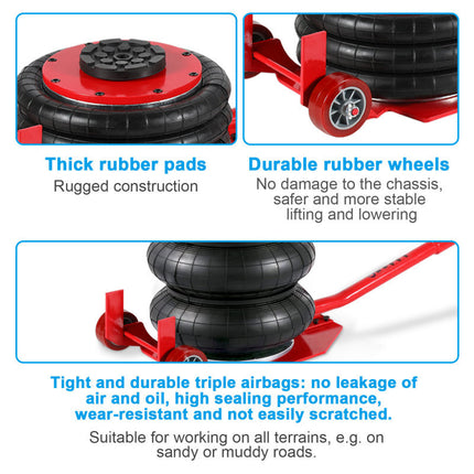 Pneumatic jack Adjustable Folding Handle Air Cushion Lifter 3T/6600Lbs Multi-Function