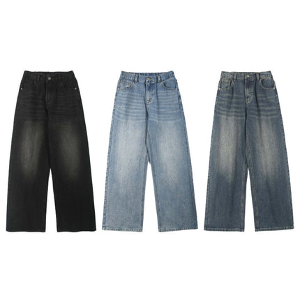 Men And Women Washed-out Vintage Wide-leg Pants
