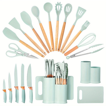 19pcs Modern Black Kitchen Knife & Cuisine Set  Professional Blade Collection with Ergonomic