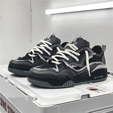 Men'S Fashionable and Versatile Casual Flat Sports Shoes Microfiber Upper, PVC Sole, Lace Closure,