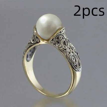 Inlaid Imported Artificial ABS Pearl Ring