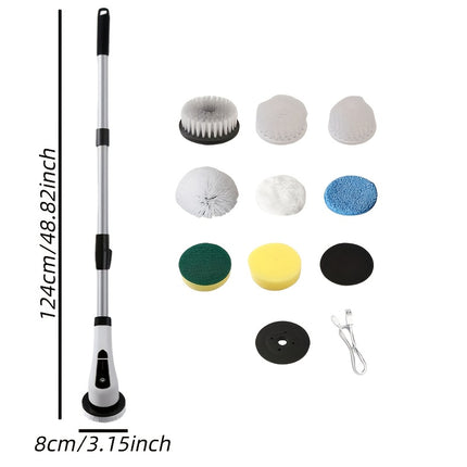 Essential for the Lazy: Multi-Functional 9-in-1 Electric Rotating Cleaning Brush with Wireless Heads