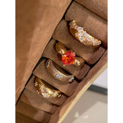 Mid-Range Light-Luxury Niche Zircon Gold Ring For Women