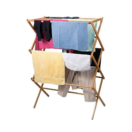 Bamboo Floor Clothes Hanger Foldable Solid Wood Balcony Indoor X-type Retractable Household Towel Rack Large And Small