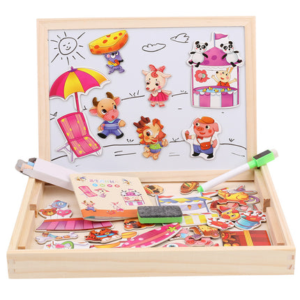 Wooden children's magnetic puzzle imposition