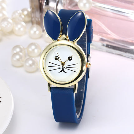 Casual Cute Silicone Candy Series Rabbit Ear Decoration Electronic Quartz Watch