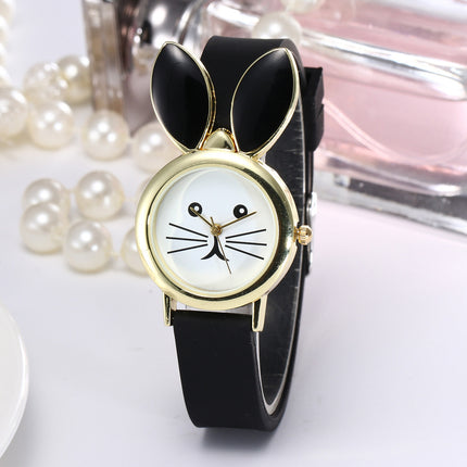 Casual Cute Silicone Candy Series Rabbit Ear Decoration Electronic Quartz Watch