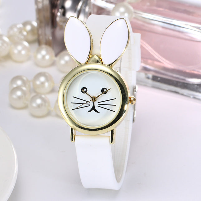 Casual Cute Silicone Candy Series Rabbit Ear Decoration Electronic Quartz Watch