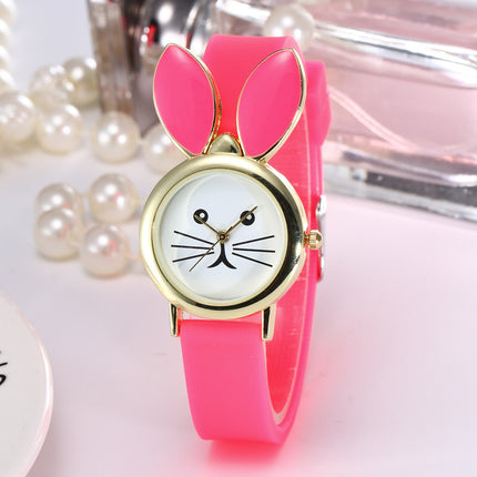 Casual Cute Silicone Candy Series Rabbit Ear Decoration Electronic Quartz Watch