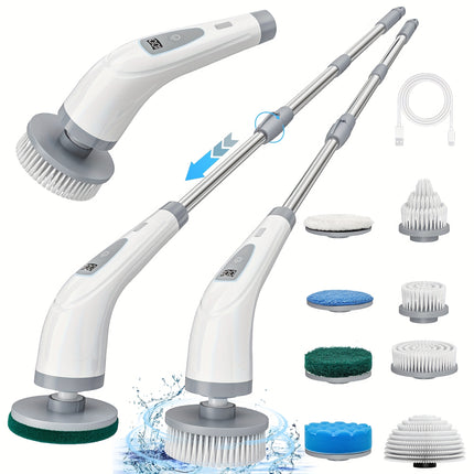 FLZH Electric Spin Scrubber | Dual Adjustable Speeds, Cordless, Portable with 7 Replaceable Brush Heads for Floor, Bathroom, Tub, Tile