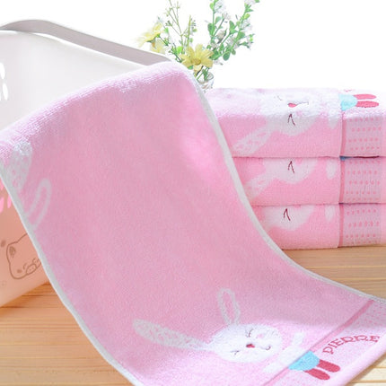 Pure Cotton 32 Share Cartoon Children Wash Face Small Towel Water Absorbent Small Rabbit Manufacturers Direct 25x5