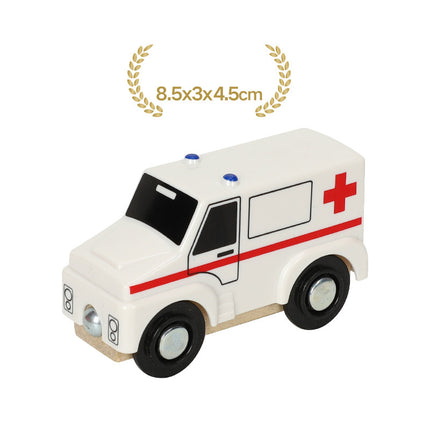 Wooden fire truck ambulance crane
