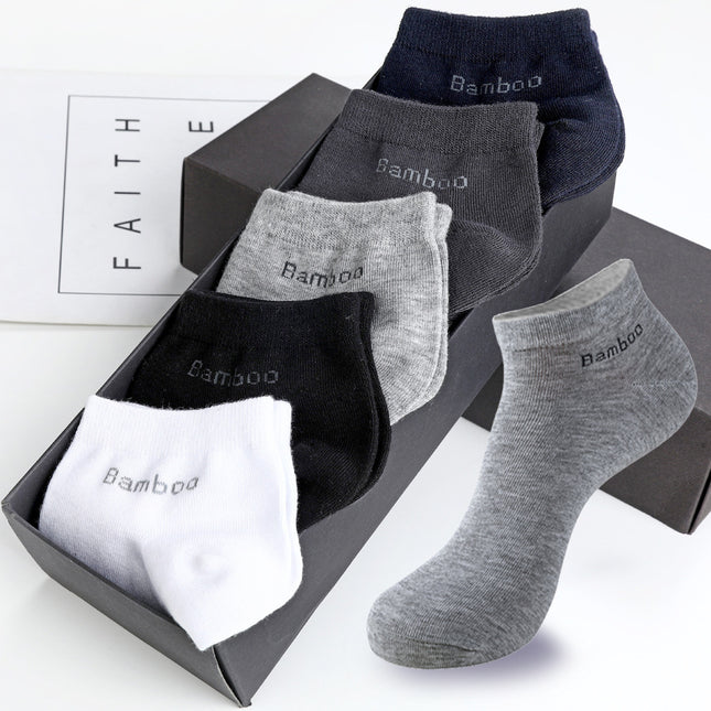 Men's Breathable Bamboo Fiber Solid Color Short Socks