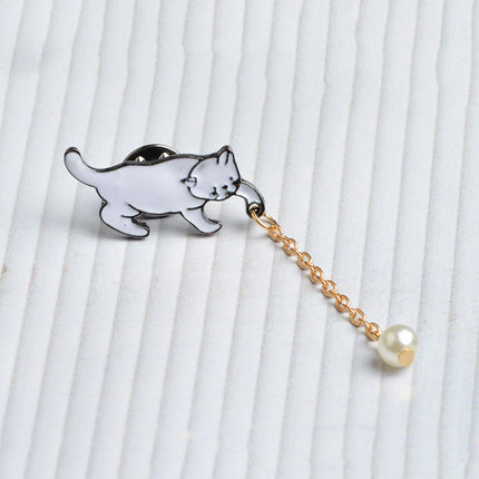 Cartoon anime fashion personality kitten pearl brooch