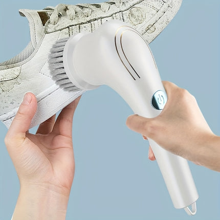 Electric Cleaning Brush with 5 Interchangeable Heads, Portable Rotary Scrubber
