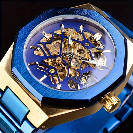 Fashion Men's Luxury Automatic Mechanical Watch - Stainless Steel Black Dial, Alloy Case, Alloy Dial,