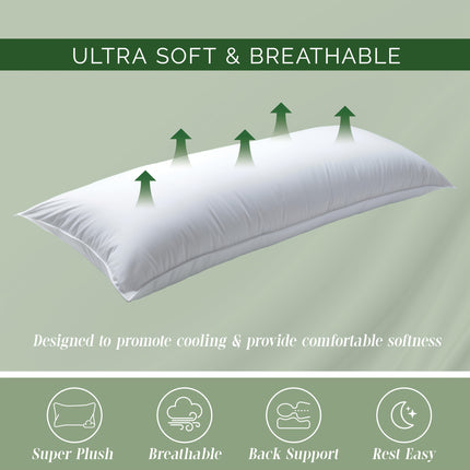 Full-Body Pillow- Extra Long 50.8x182.88 cm Body Pillow with Soft Polyester Fill,