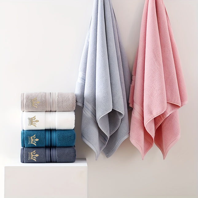 6pcs Bath Towel Set, 35*75cm / 13.7*29.5 inches, Crown Embroidered Pure Cotton Towels