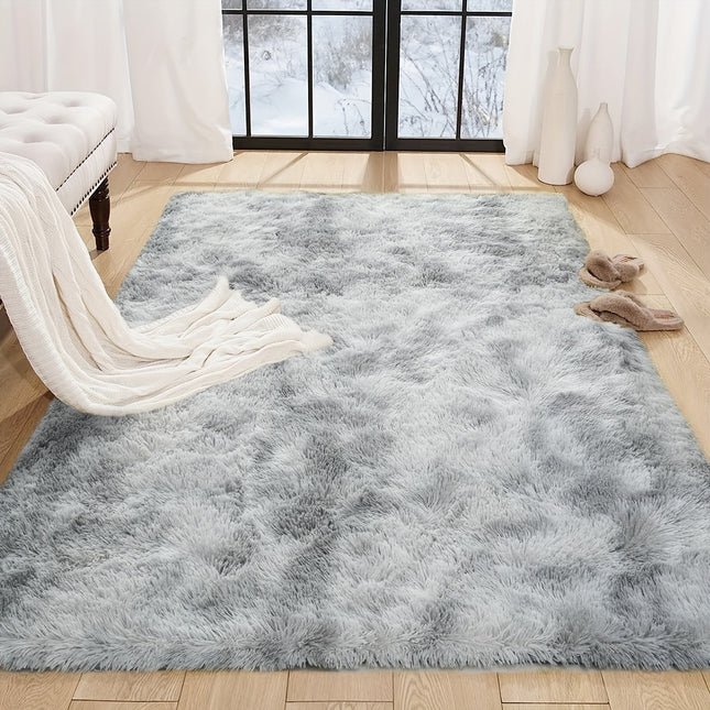 1pc Soft & Fluffy Light Gray Shaggy Artificial Wool Area Mat - Durable Polyester