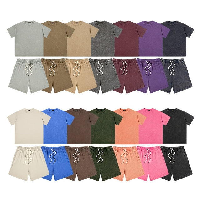 Children's Clothing American 250g Heavy Washed Old Boys And Girls Suit Boys Two Piece