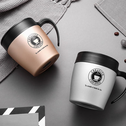YIHAO New Fashion Double Wall Stainless Steel Handsel a spoon Thermoses Vacuum Flasks Business Portable Thermal Insulation Cup