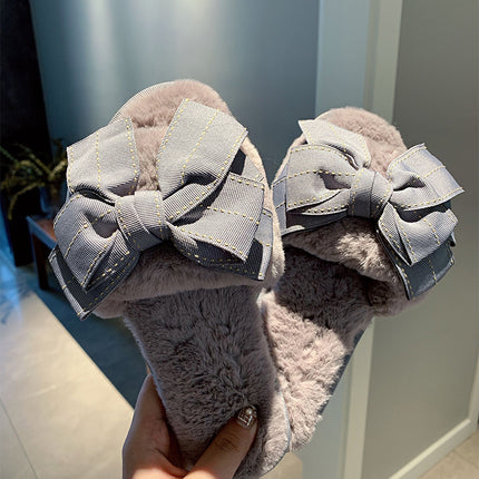 Bowknot cotton slippers