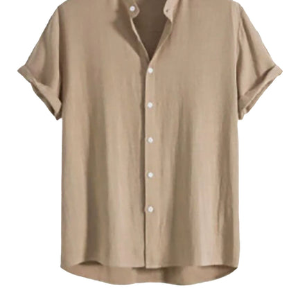 Men's Stand Collar Slim Fit Linen-Cotton Suit Set
