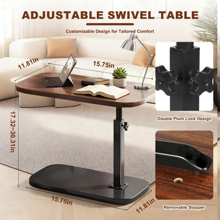 360° Rotating & 180° Flip TV Tray Table with Adjustable Height - Heavy-Duty Iron Construction
