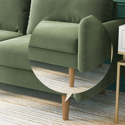 Sofa For Small Spaces, Modern Army Green Fabric Couch With Plush Comfort