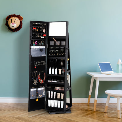 1pc 360° Rotation With Full-length Mirror Storage Cabinet