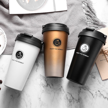 YIHAO New Fashion Double Wall Stainless Steel Handsel a spoon Thermoses Vacuum Flasks Business Portable Thermal Insulation Cup