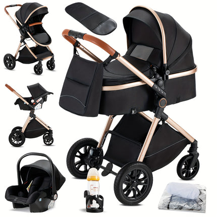 Complete Set of a 3-In-1 Stroller, Buggy, And Baby Bed with a One-Click Folding Feature, Designed for Newborns