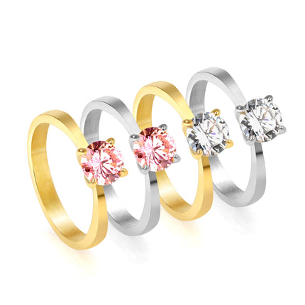 Stylish Commuter Electroplated Rectangular Geometric White Diamond Ring
