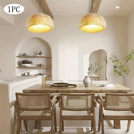 Pendant Light Kitchen Island 11.81 Inch (Approx. 30cm) Bamboo Dining Light Fixture Dome Boho Chandelier