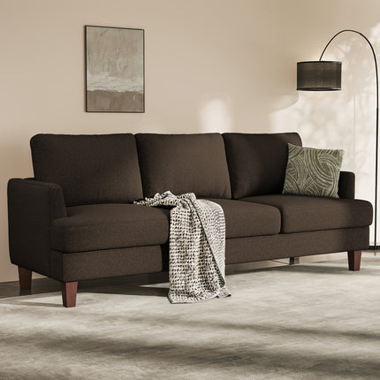 3-Seater Sofa  Modern Grey Memory Foam Sofa with Deep Seat and Armrests, Comfortable