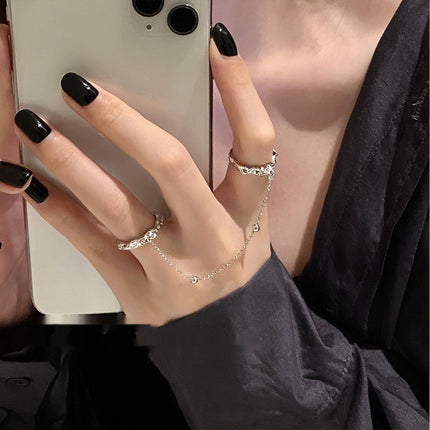 Womens Fashion Textured Chain Open Ring
