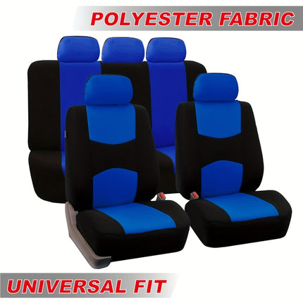 Polyester Crescent Moon Pattern Low-Back Car Seat Covers 9-Piece Set
