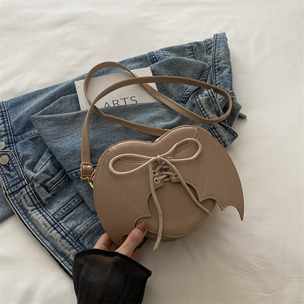 Heart Shape Bag Strap Design Bat Wings One Shoulder Crossbody Bag
