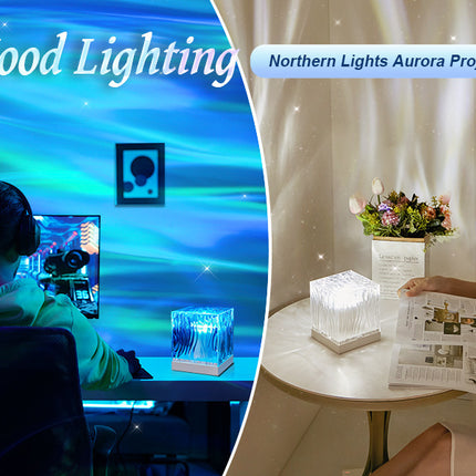 Northern Lights Water Ripple Projection Lamp Ambience Light Gift Bedroom Bedside Lamp Living Room Atmosphere