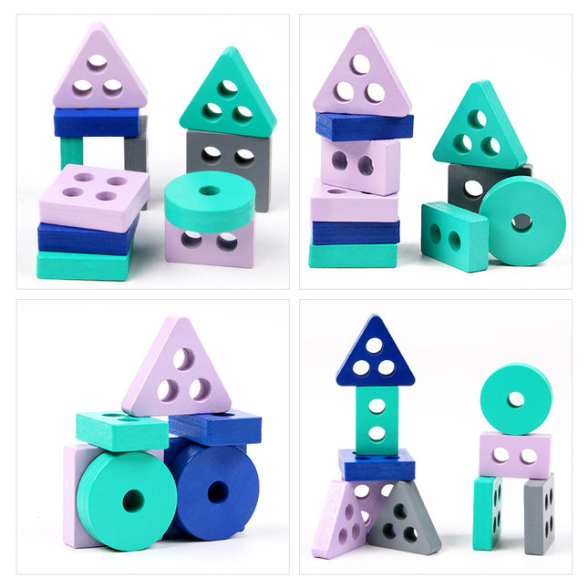 Four sets of columns for children wooden block