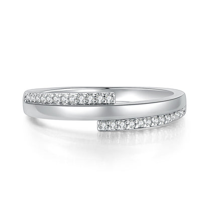 Sleek And Stylish Zircon Micro-pave Platinum-plated Ring For Women