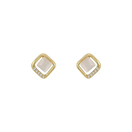 French Entry Lux Opal Small Square Stud Earrings