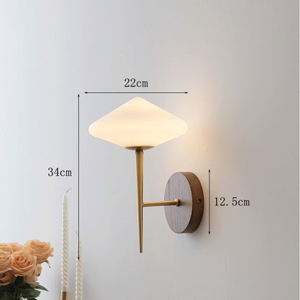 Living Room Bedroom Bedside Hallway Lamp Black Walnut Brass Wall Lamp