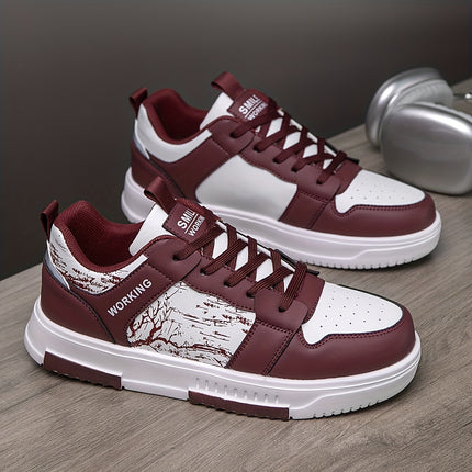 1pair Men'S Fashion Skateboard Sneakers, Casual Street Style Athletic Shoes with Branch Print