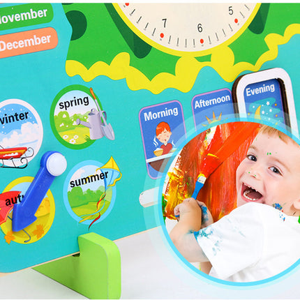 Montessori Wooden Toys Baby Weather Season Calendar Clock Time Cognition Preschool Educational Teaching Aids Toys For Children
