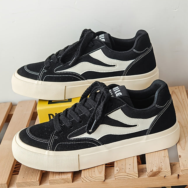 1pair Vintage Sports Skateboard Shoes for Men, 2024 New Low-Top Design, All-Season Casual Daily Wear